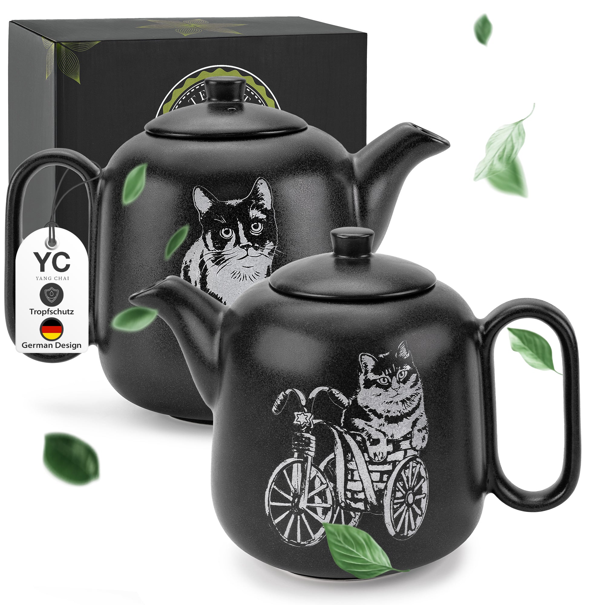YC Yang Chai Teekanne mit Siebeinsatz (1,3L) - Teekanne Keramik mit Sieb - Handgefertigte Keramik Tee Kanne