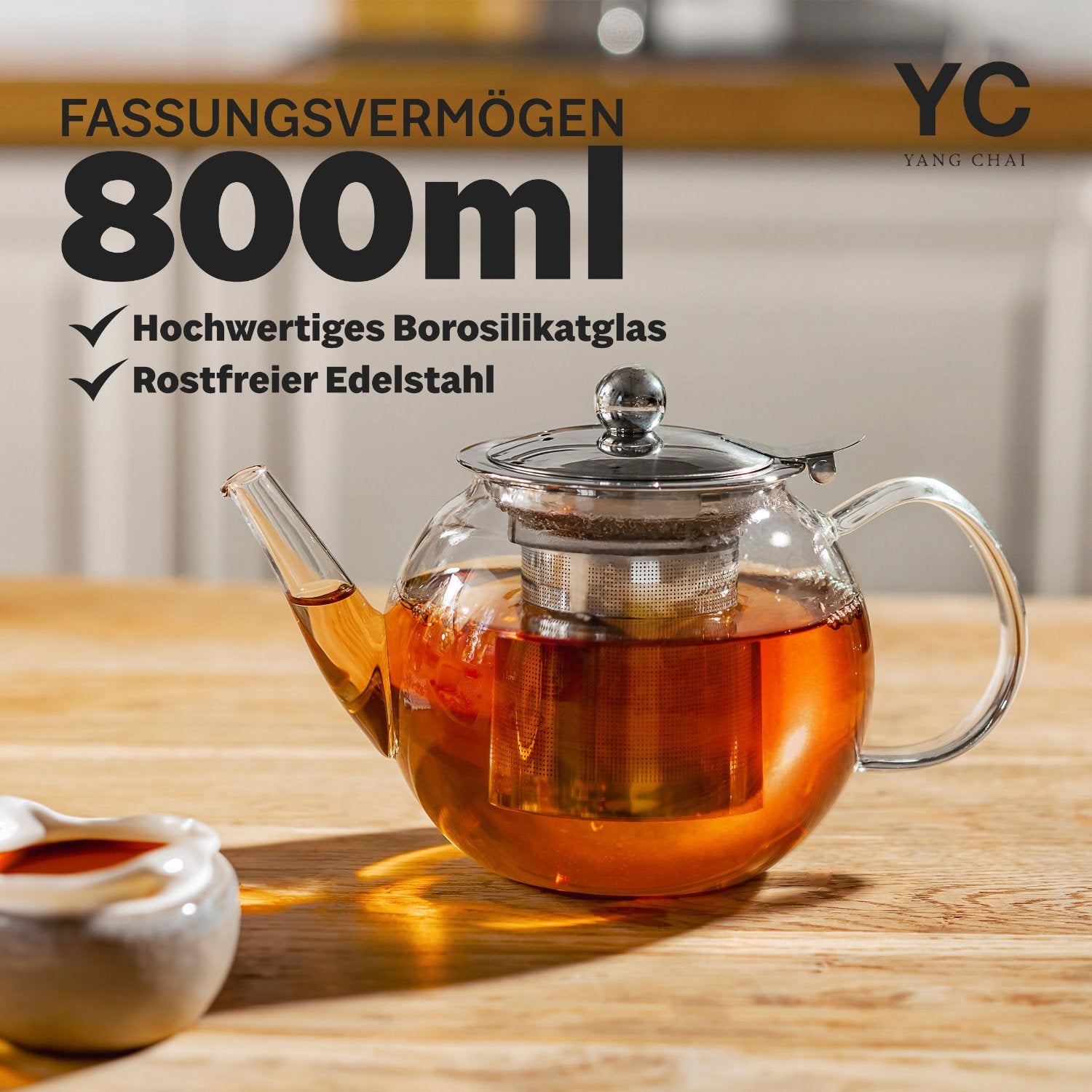 YC Yang Chai Teekanne mit Siebeinsatz 800ml - Teekanne Glas