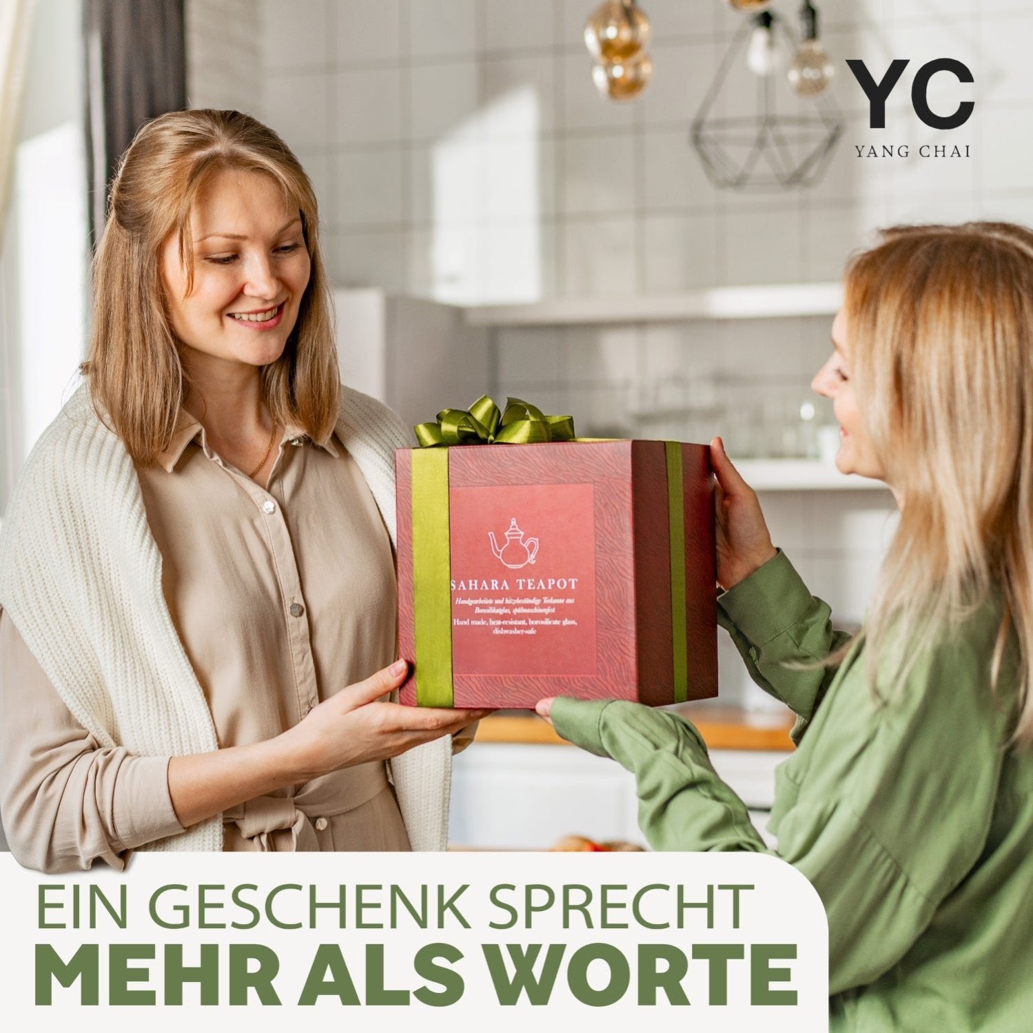 YC Yang Chai Teekanne Glas (1150 ml) mit Siebeinsatz aus rostfreiem 304 Edelstahl