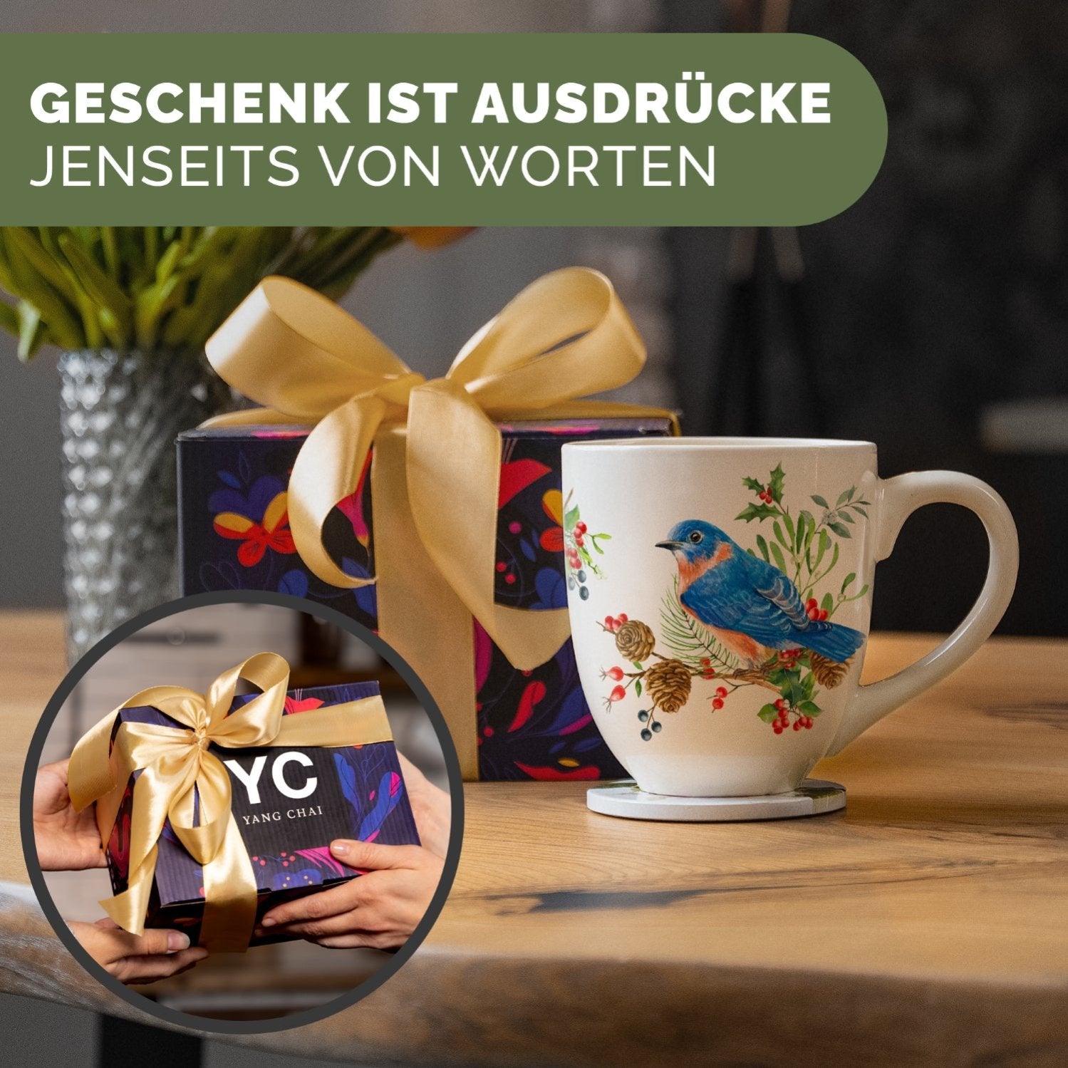 YC YANG CHAI Jumbotasse 900ml - XXL Tasse Groß aus Knochen Porzellan