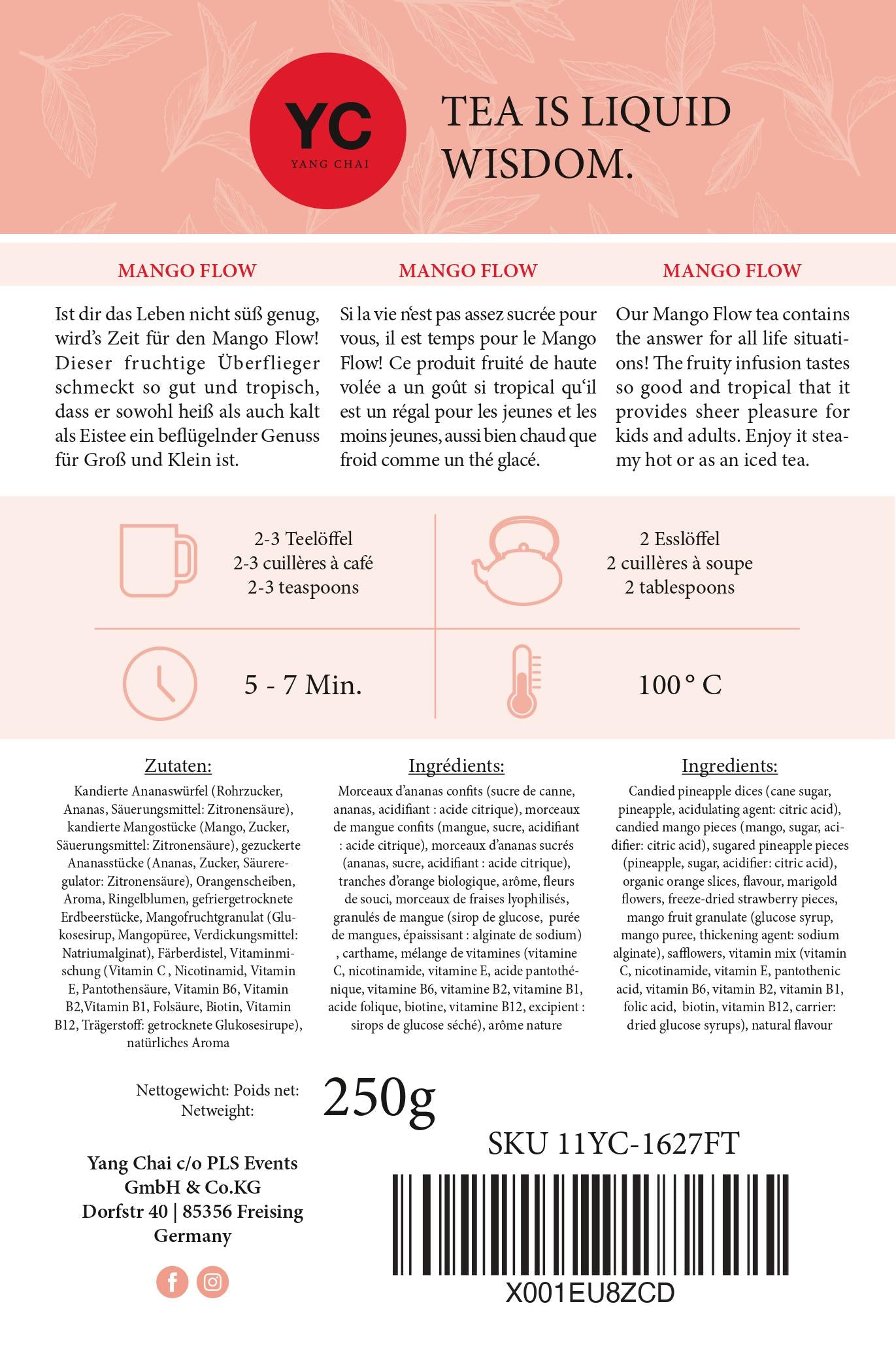 YC Yang Chai Früchtetee Lose mit Tropical Mango Geschmack - Fruit Tea "Mango Flow" 250g