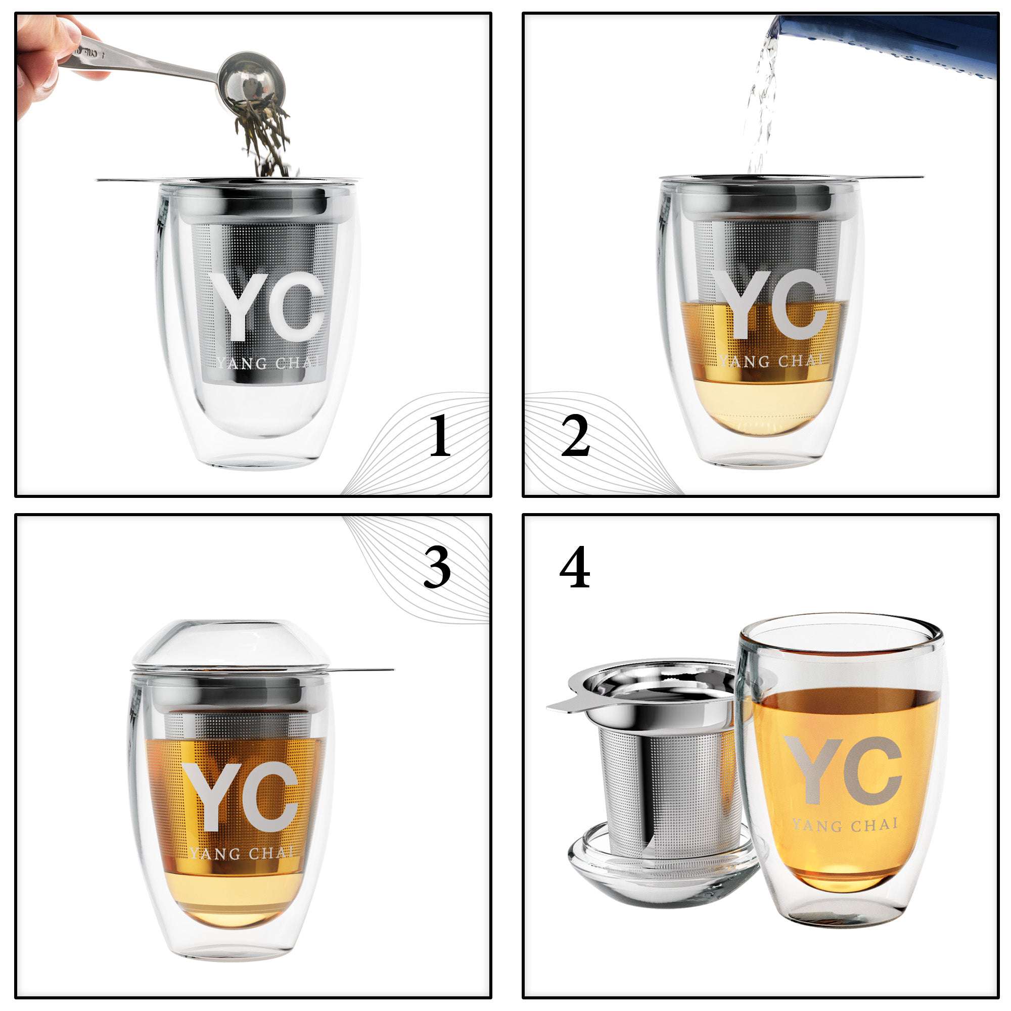 YC Yang Chai Teeglas Magus mit Sieb - Set