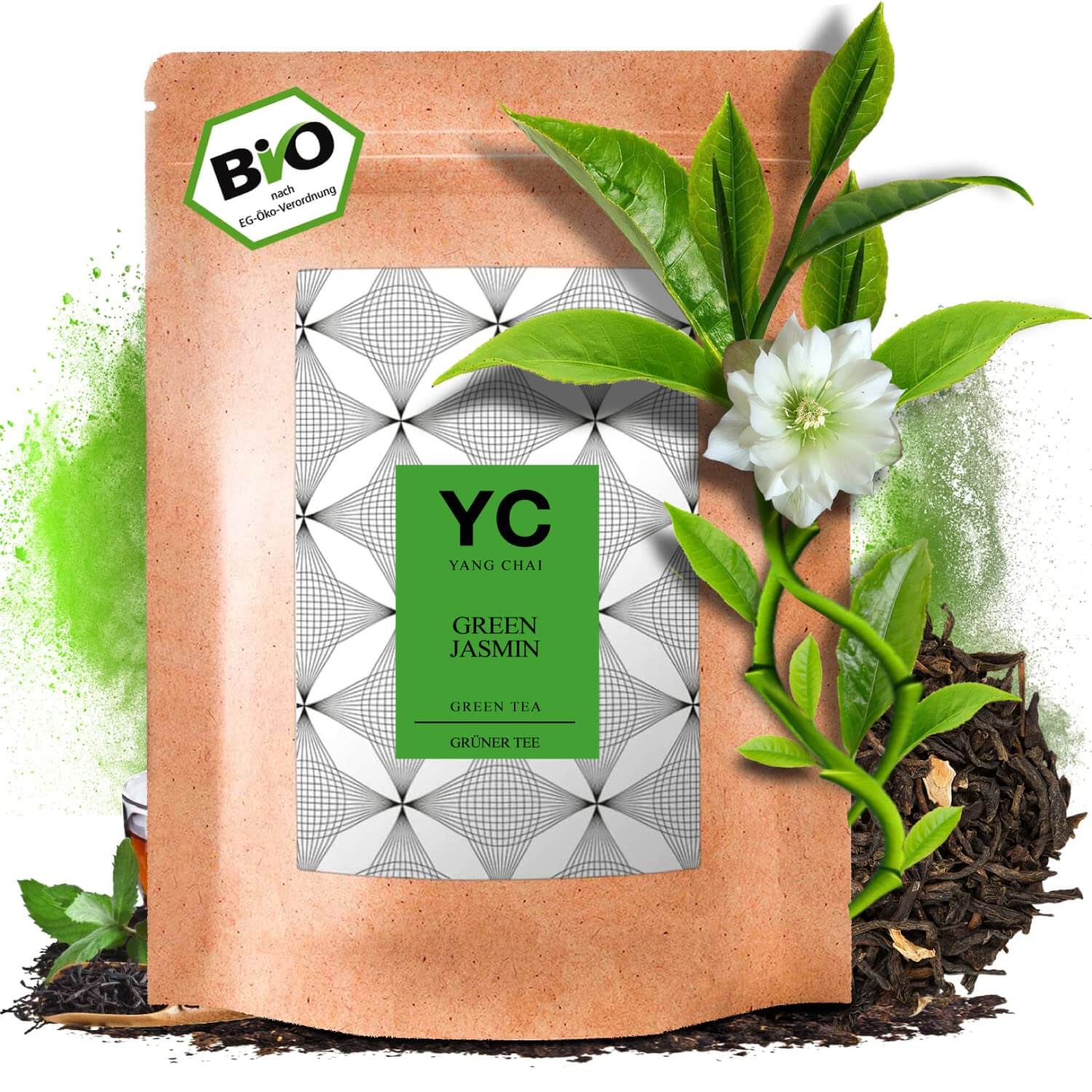BIO Jasmin Tee - Grüner Tee China - Lose Blätter Chinesische Jasmintee - Yasmin Tee Grün Jasmin Chinesischer Grüntee "Green Jasmin" von Yang Chai