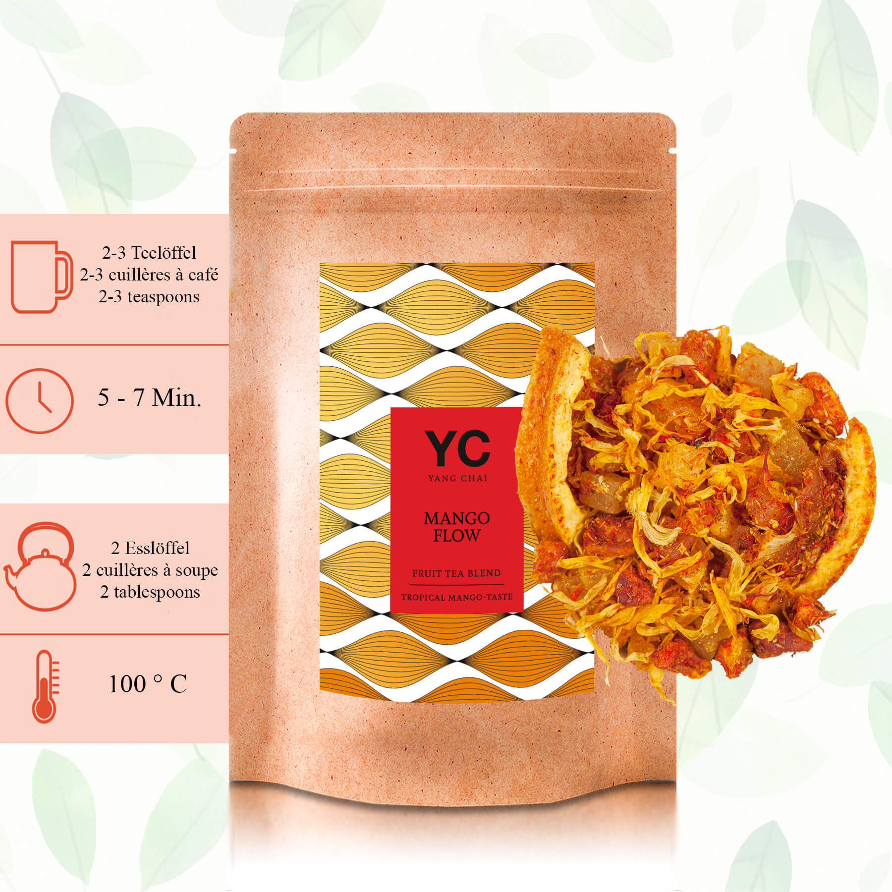Früchtetee Lose mit Tropical Mango Geschmack Früchte Tee "Mango Flow" von Yang Chai