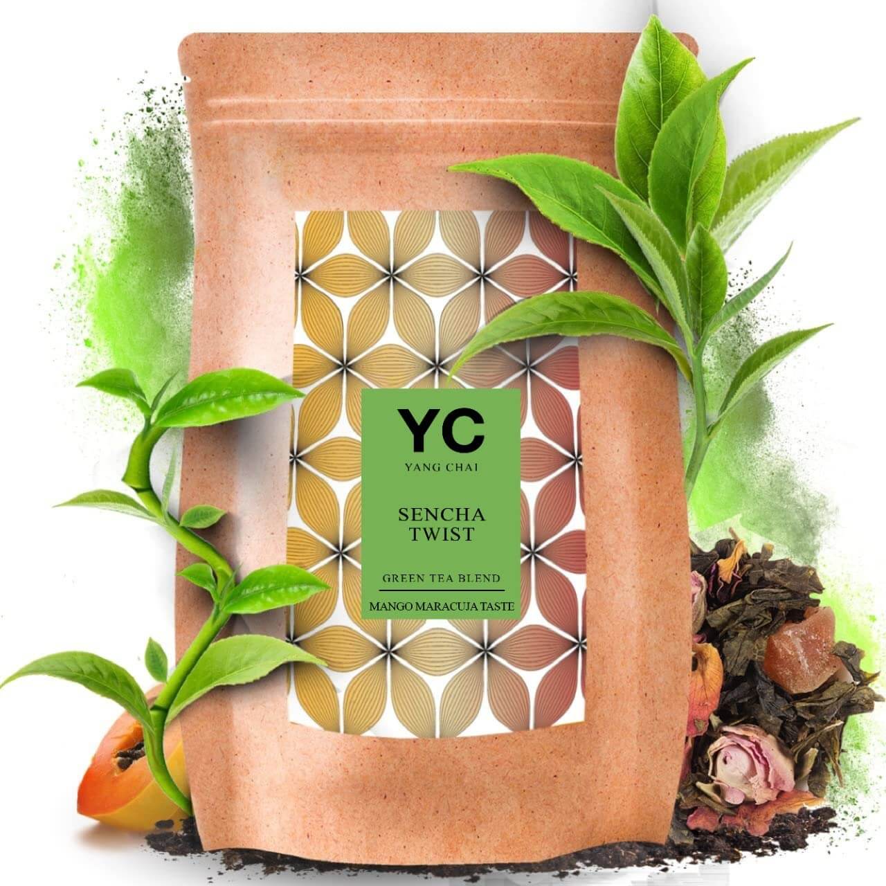 Sencha Grüner Tee Lose - Japanischer Sencha Grüntee mit Mango Maracuja Geschmack - Grüntee "Sencha Twist" von Yang Chai