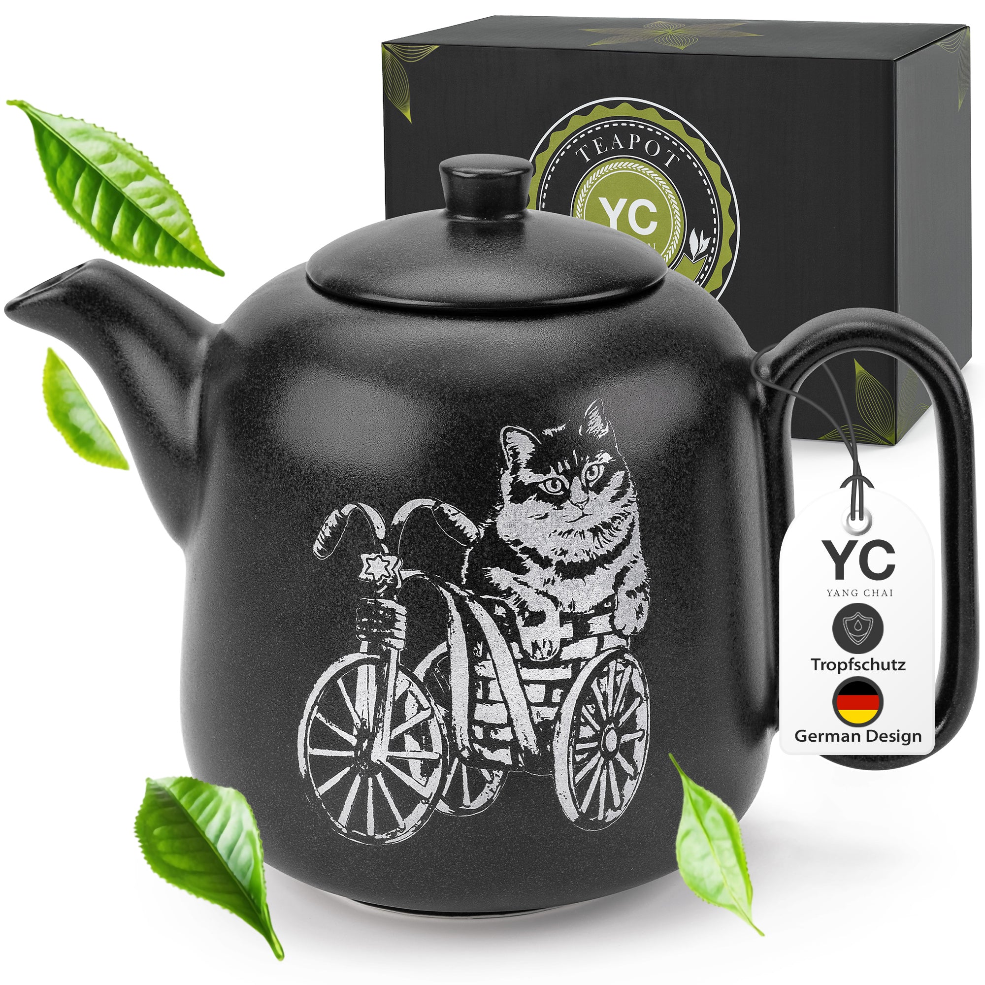 YC Yang Chai Teekanne mit Siebeinsatz (1,3L) - Teekanne Keramik mit Sieb - Handgefertigte Keramik Tee Kanne