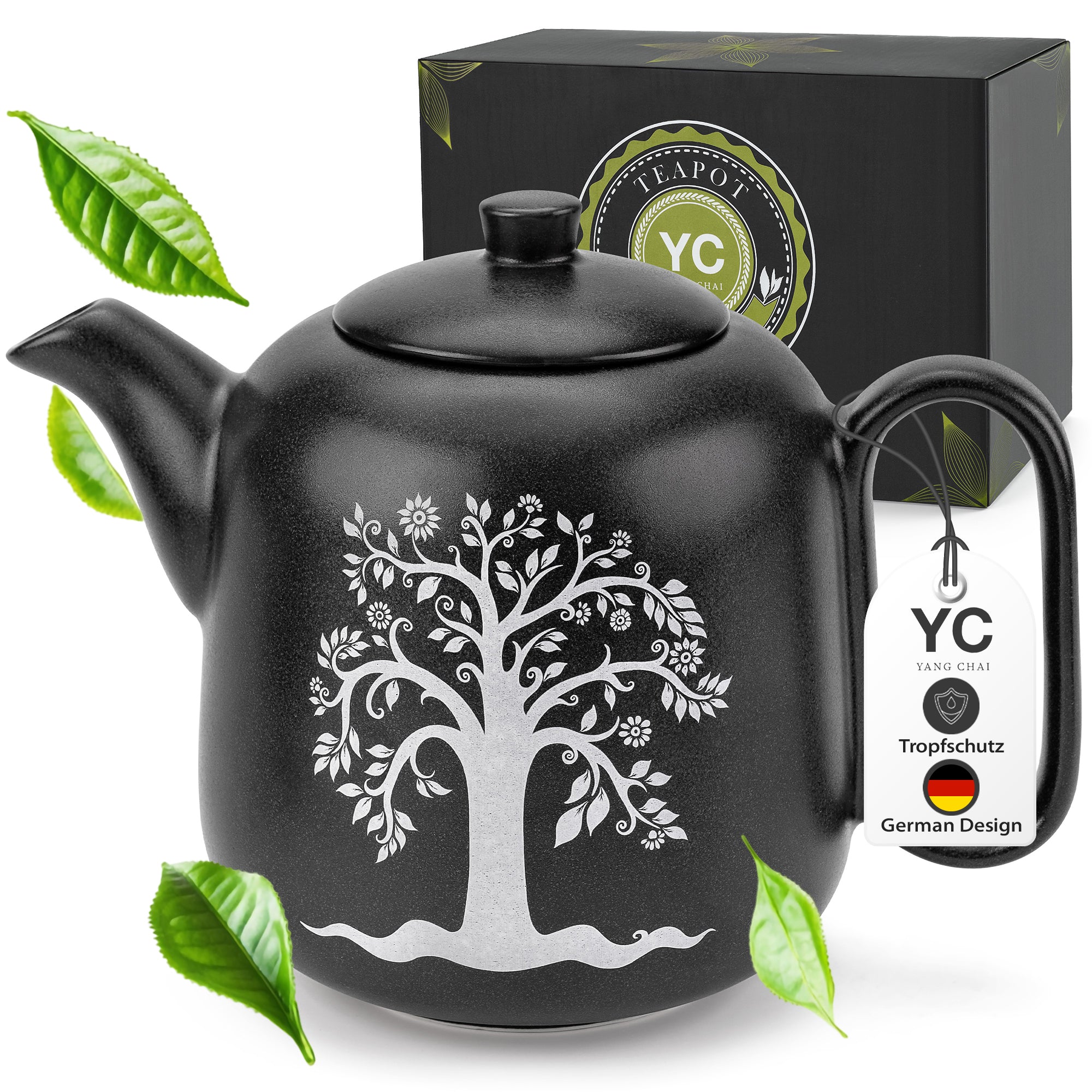 Teekanne mit Sieb (1,3L) - Teekanne Keramik mit Siebeinsatz