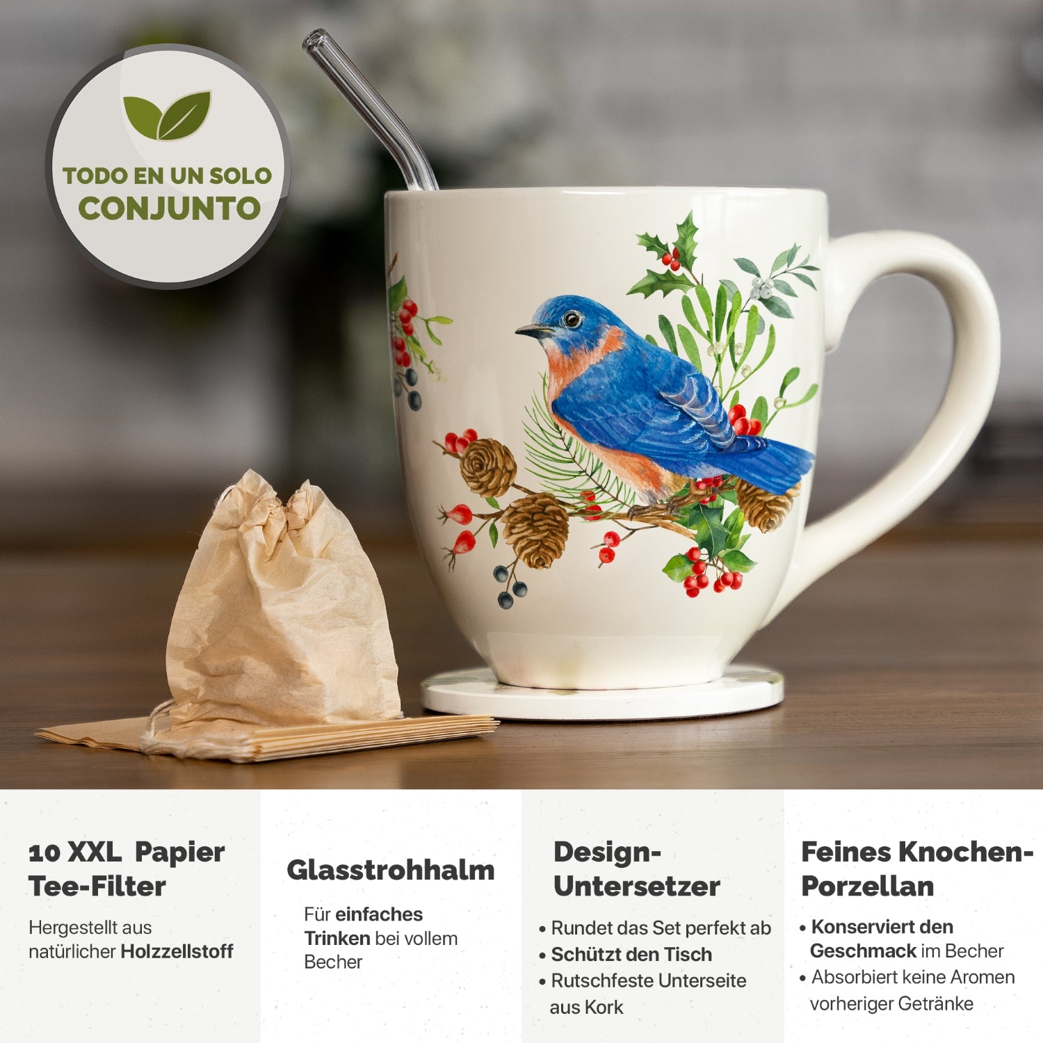 YC YANG CHAI Jumbotasse 900ml - Spülmaschinen- und mikrowellengeeignet - YC Suni Birds