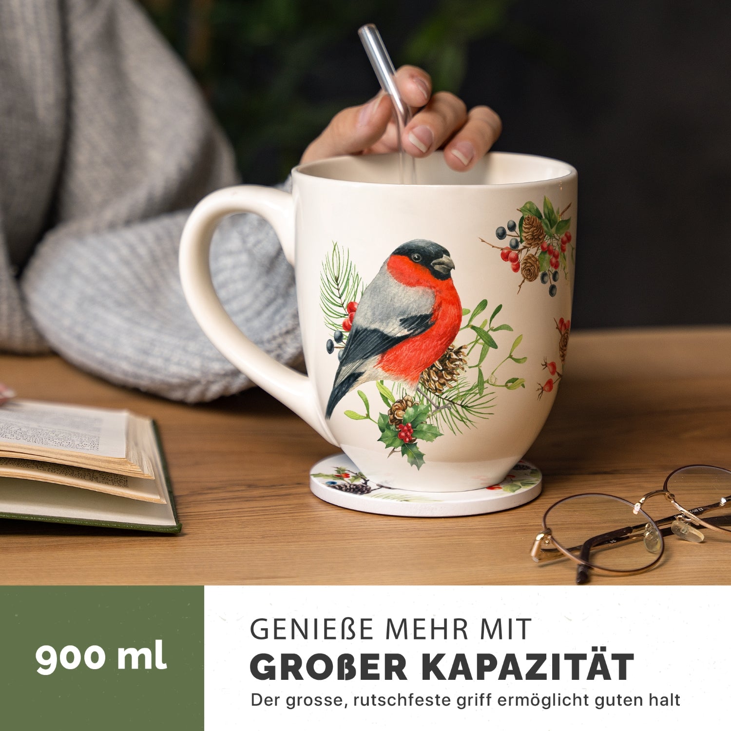 YC YANG CHAI Jumbotasse 900ml - Spülmaschinen- und mikrowellengeeignet - YC Suni Birds