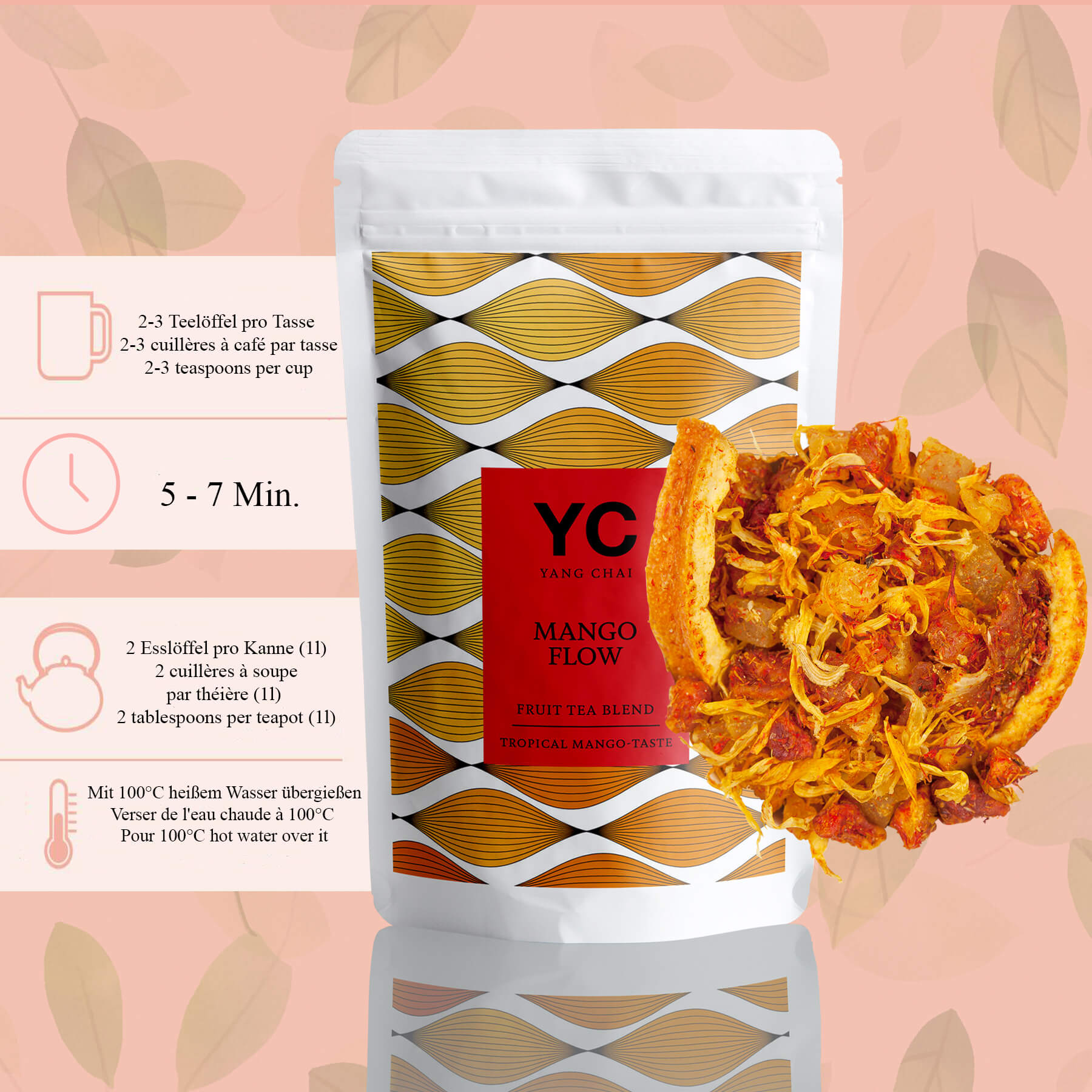 YC Yang Chai Früchtetee Lose mit Tropical Mango Geschmack 