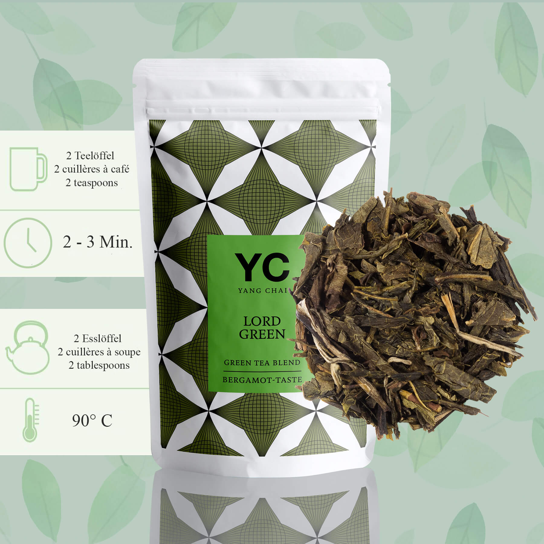 YC Yang Chai Grüner Tee Lose mit Bergamot Geschmack 