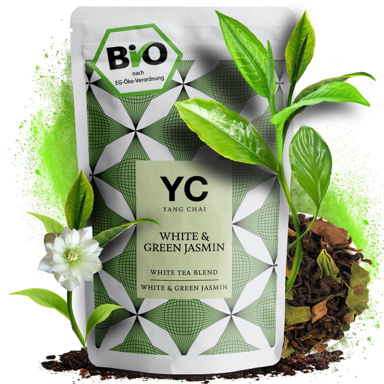 Grüner Tee Premium Bio lose Blätter Grüntee "White & Green Jasmin" von Yang Chai