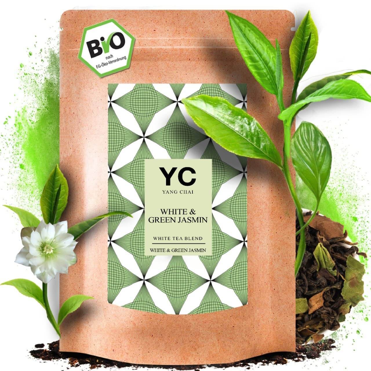 Grüner Tee Premium Bio lose Blätter Grüntee "White & Green Jasmin" von Yang Chai